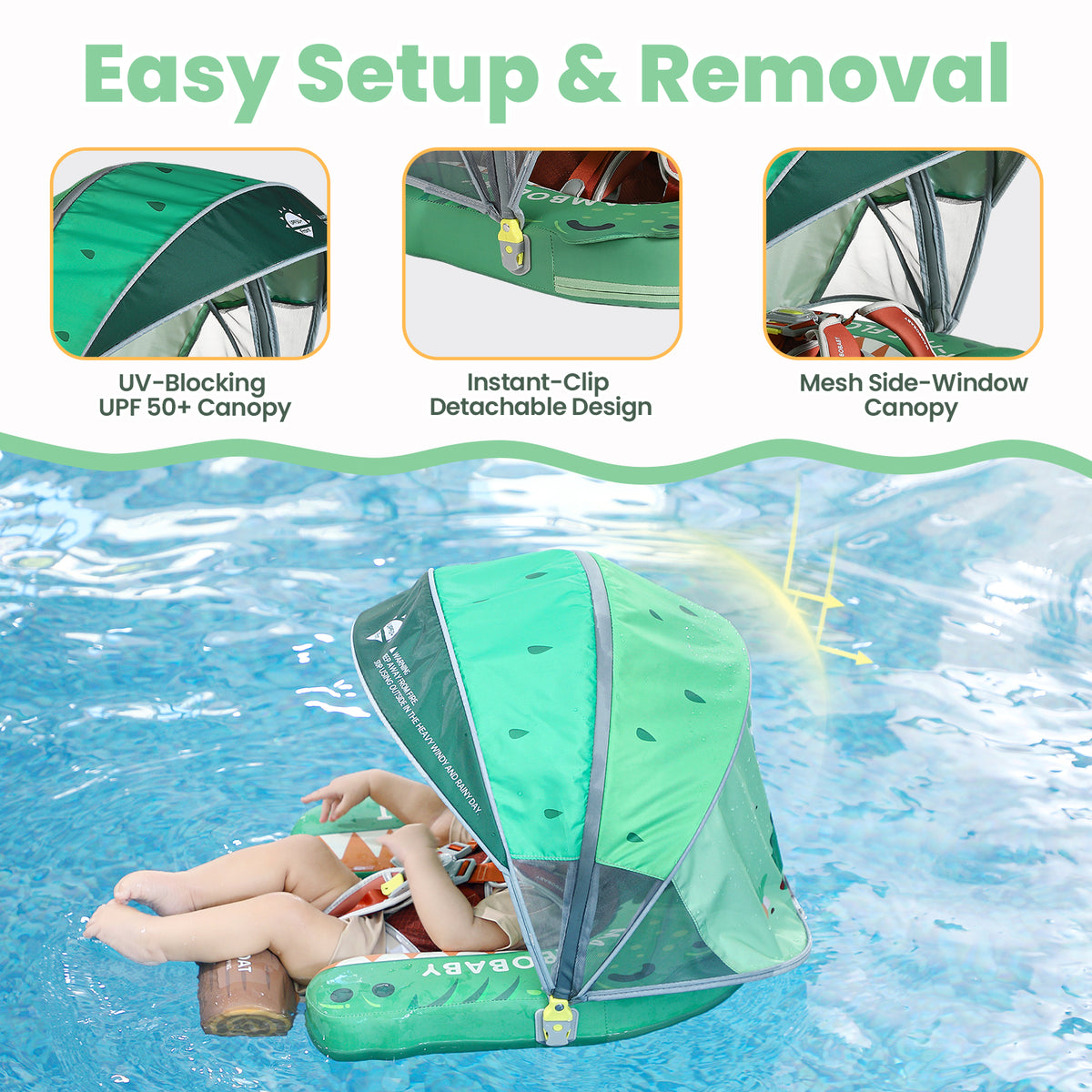 Mambobaby Deluxe™ Crocodile Chest Float with 3D Canopy