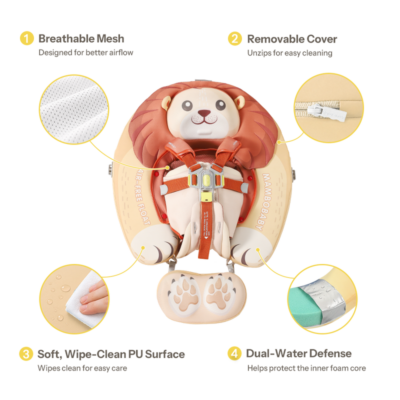 Mambobaby Ultra™ Air-Free Dad Lion Chest Float with 3D Canopy