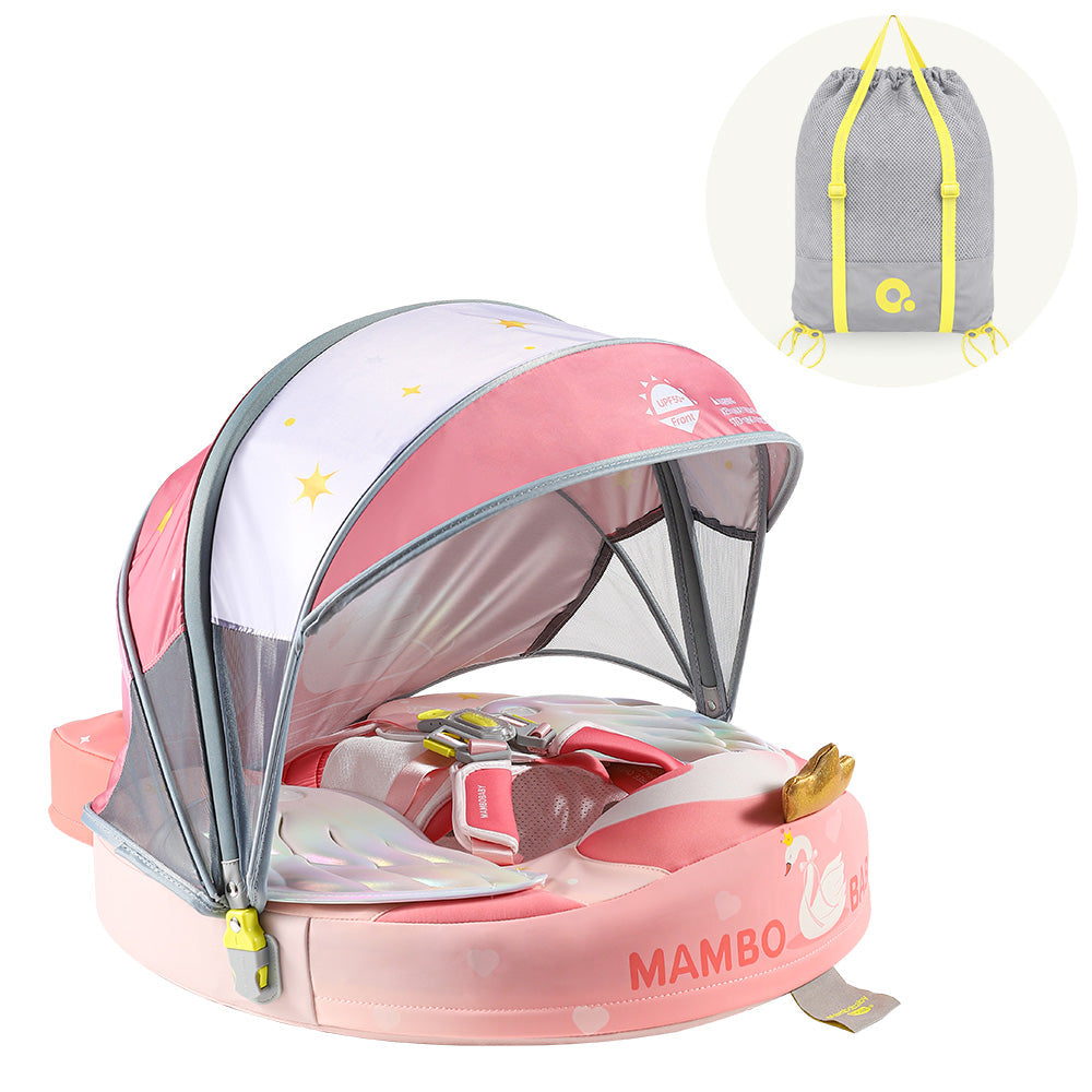 Mambobaby Deluxe™ Air-Free Swan Chest Float with 3D Canopy