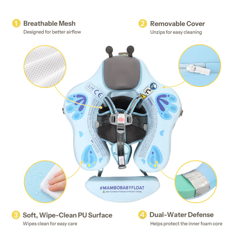 Mambobaby Deluxe™ Blue Butterfly Chest Float with 3D Canopy