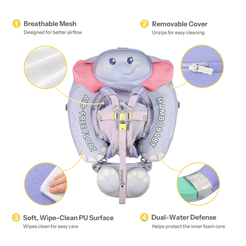 Mambobaby Ultra™ Air-Free Mommy Elephant Chest Float with 3D Canopy
