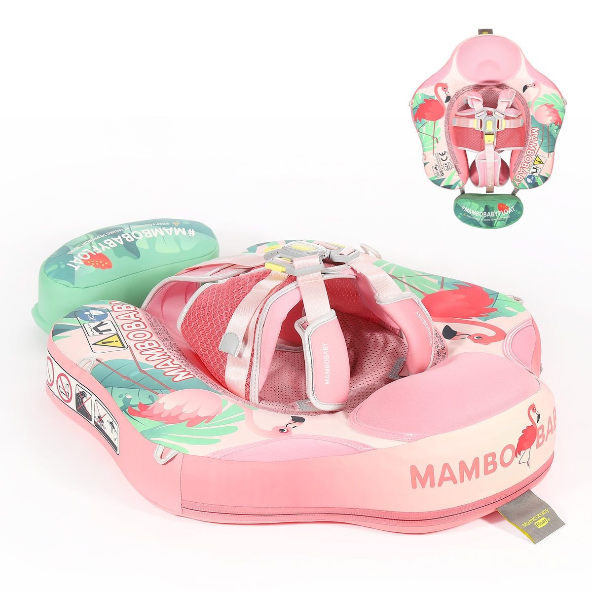 Mambobaby Classic™ Flamingo Pink Air-Free Chest Float with Canopy