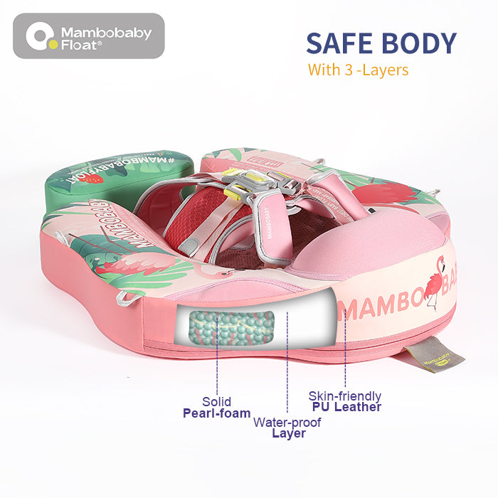 Mambobaby Classic™ Flamingo Pink Air-Free Chest Float with Canopy