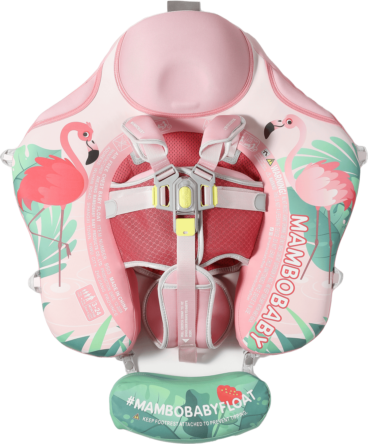 Mambobaby Classic™ Flamingo Pink Air-Free Chest Float with Canopy
