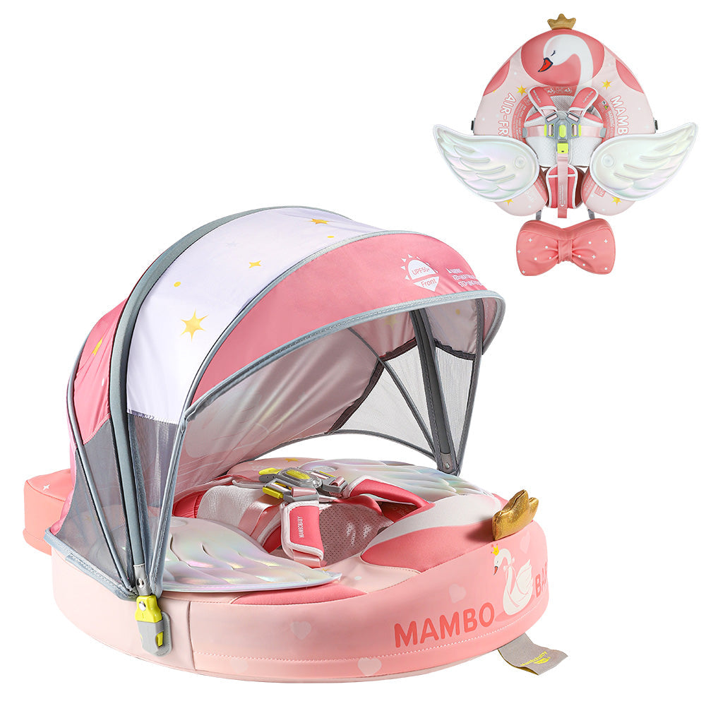 Mambobaby Deluxe™ Air-Free Swan Chest Float with 3D Canopy