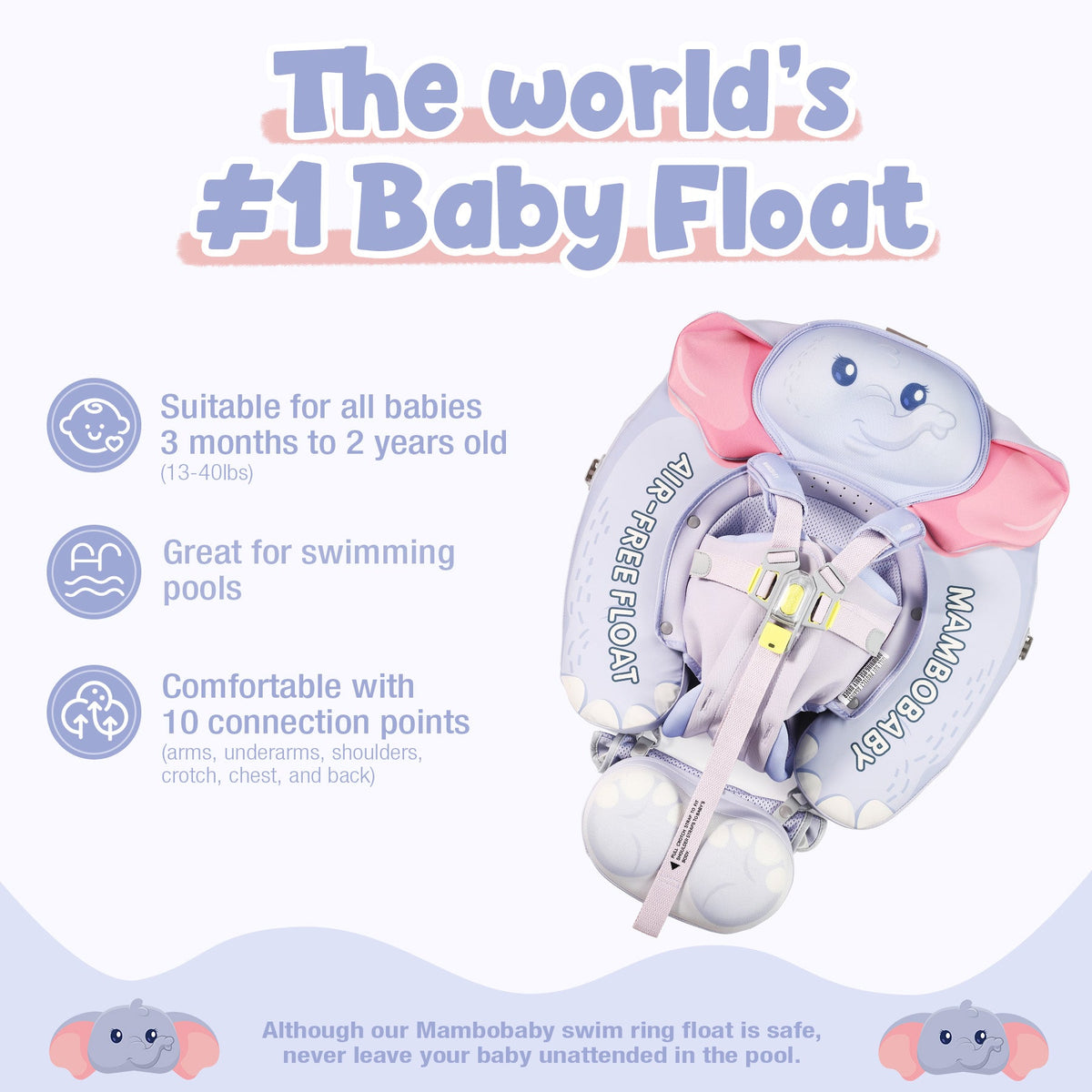 Mambobaby Ultra™ Air-Free Elephant Chest Float with 3D Canopy