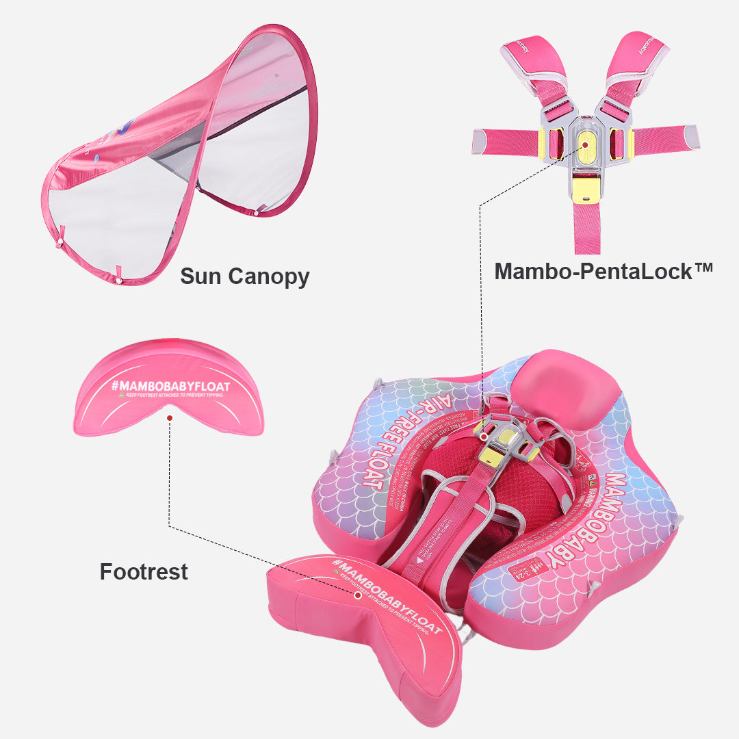 Mambobaby Deluxe™ Air-Free Mermaid Chest Float with Canopy