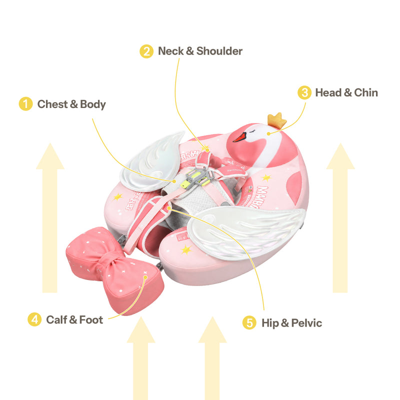 Mambobaby Deluxe™ Air-Free Swan Chest Float with 3D Canopy