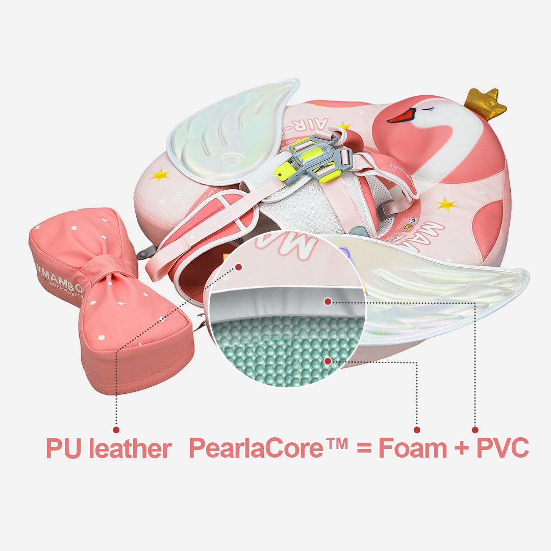 Mambobaby Deluxe™ Air-Free Swan Chest Float with 3D Canopy