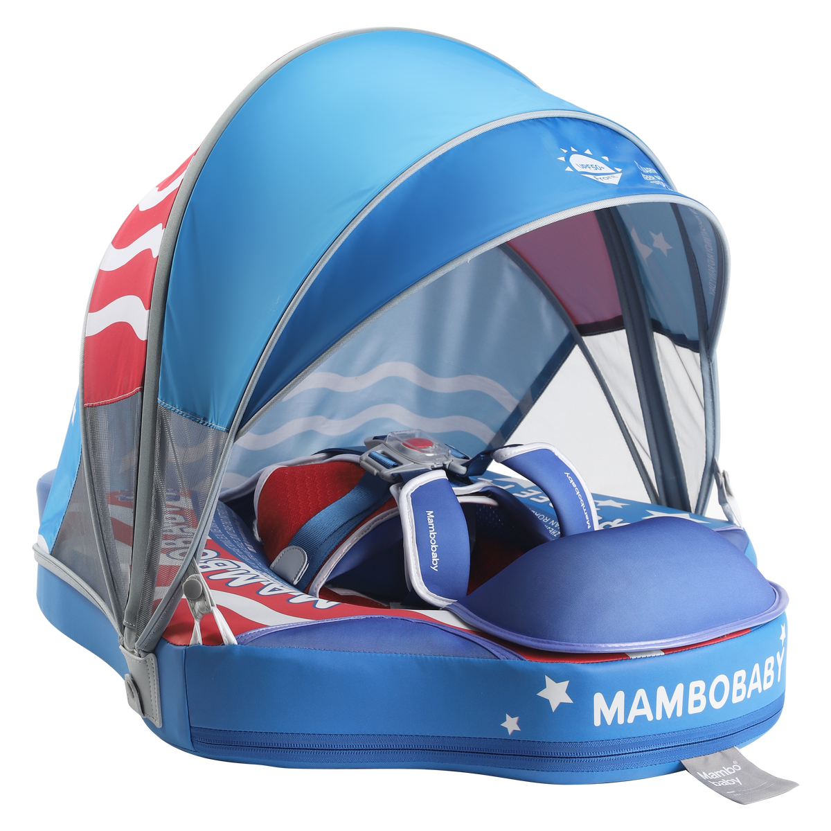 Mambobaby Deluxe™ Stars&Stripes Air-Free Chest Float with 3D Canopy