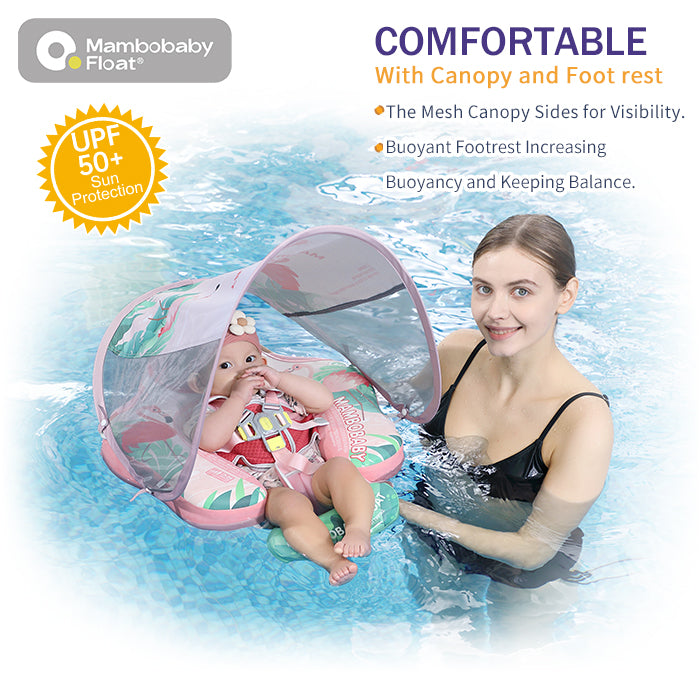 Mambobaby Classic™ Flamingo Pink Air-Free Chest Float with Canopy