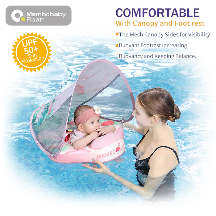 Mambobaby Classic™ Flamingo Pink Air-Free Chest Float with Canopy