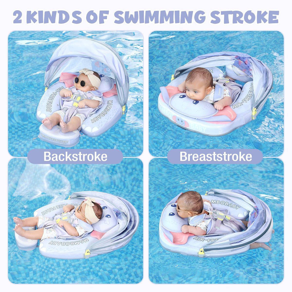Mambobaby Ultra™ Air-Free Elephant Chest Float with 3D Canopy
