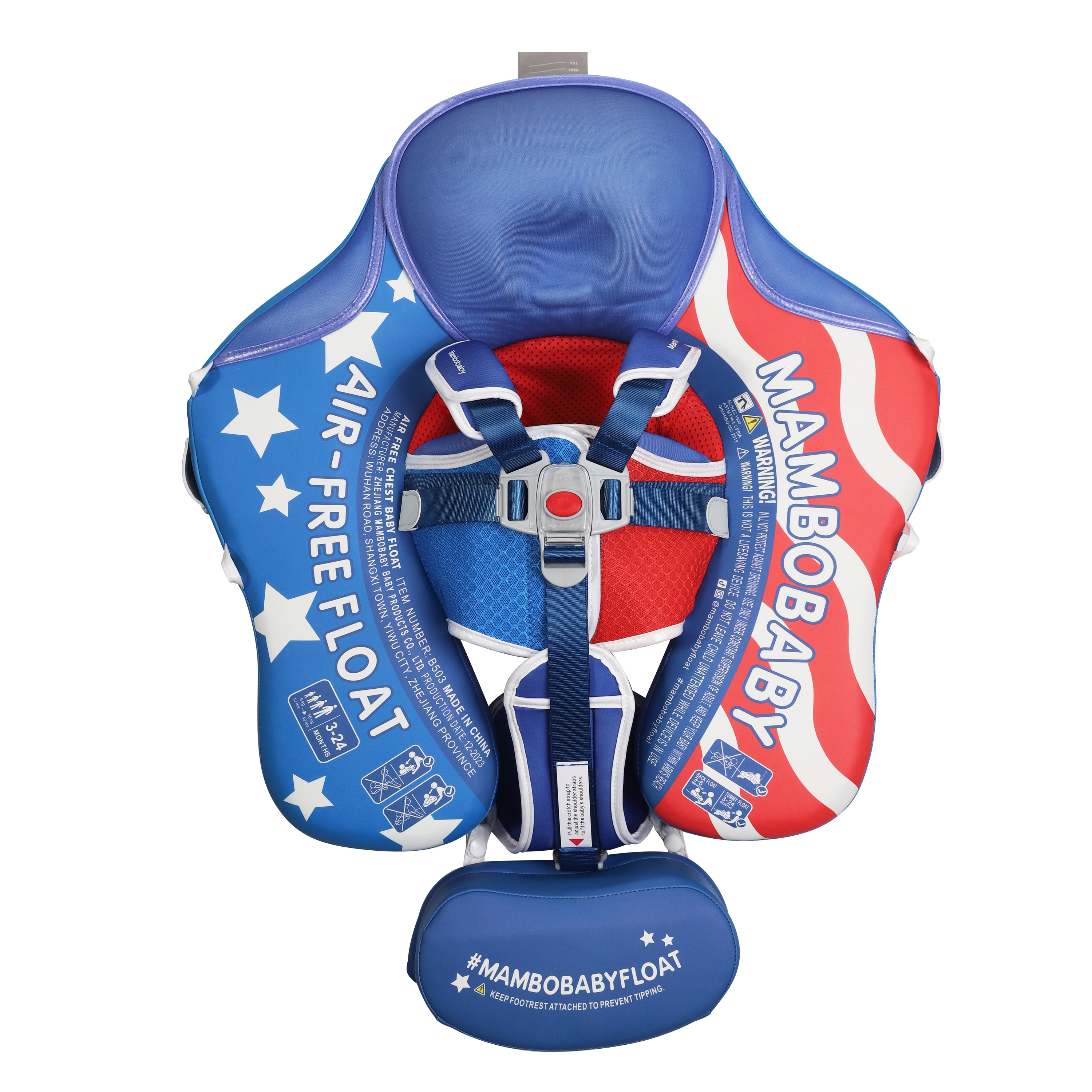 Mambobaby Deluxe™ Stars&Stripes Air-Free Chest Float with 3D Canopy