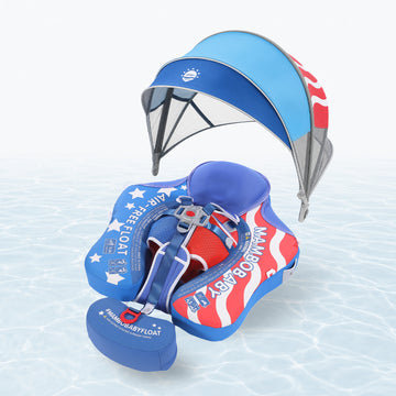 Mambobaby Deluxe™ Stars&Stripes Air-Free Chest Float with 3D Canopy