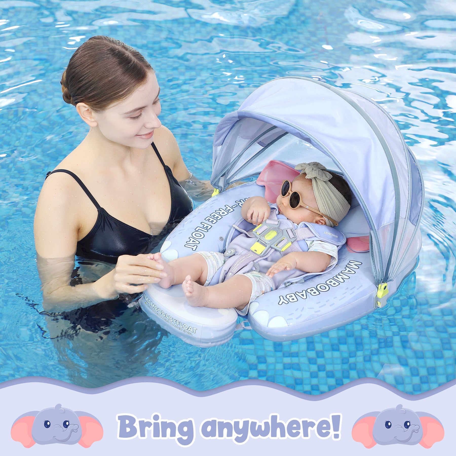 Mambobaby Ultra™ Air-Free Elephant Chest Float with 3D Canopy