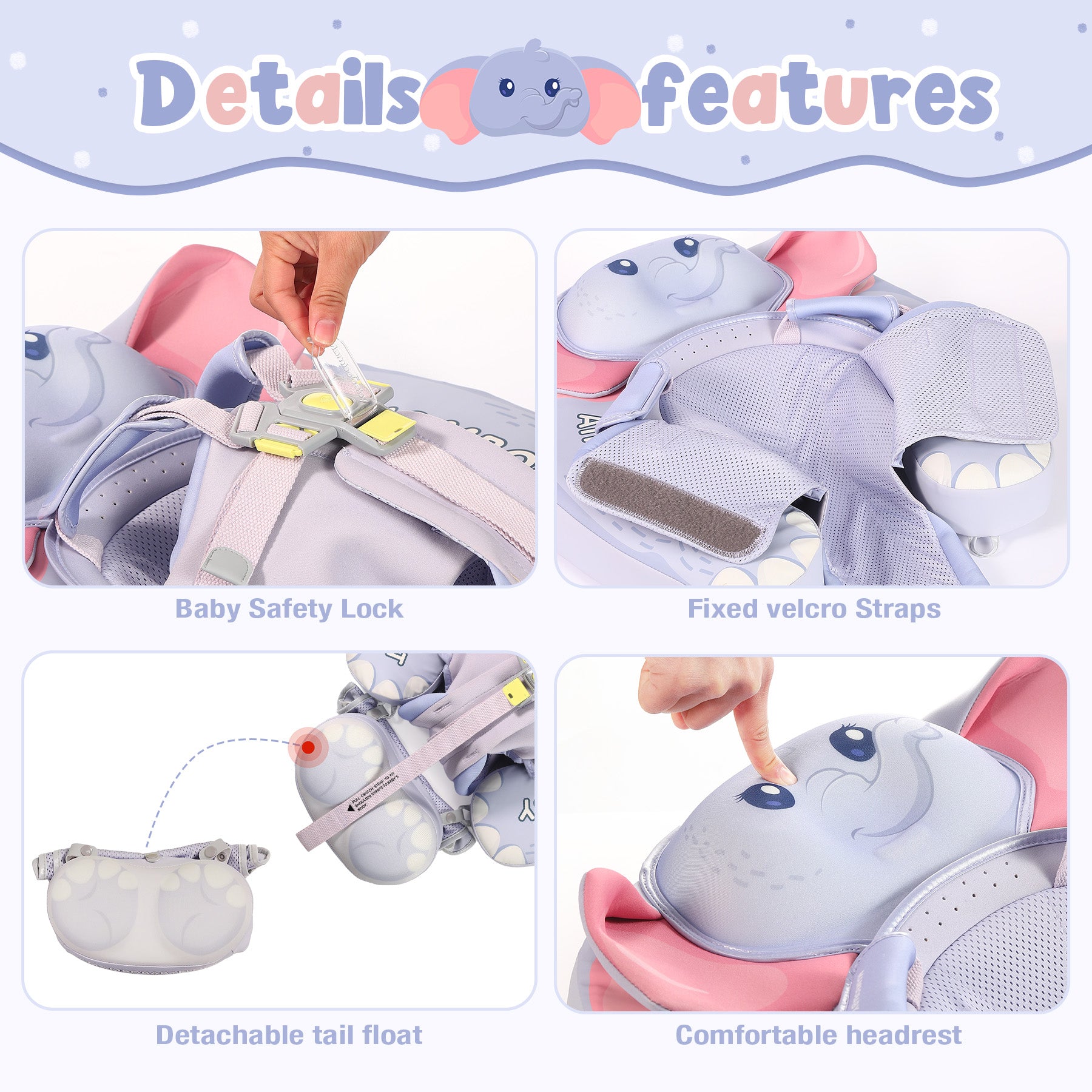 Mambobaby Ultra™ Air-Free Elephant Chest Float with 3D Canopy