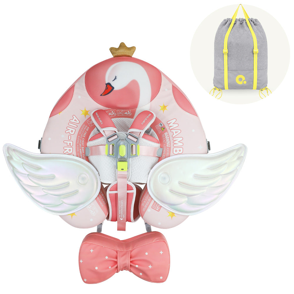 Mambobaby Deluxe™ Air-Free Swan Chest Float with 3D Canopy
