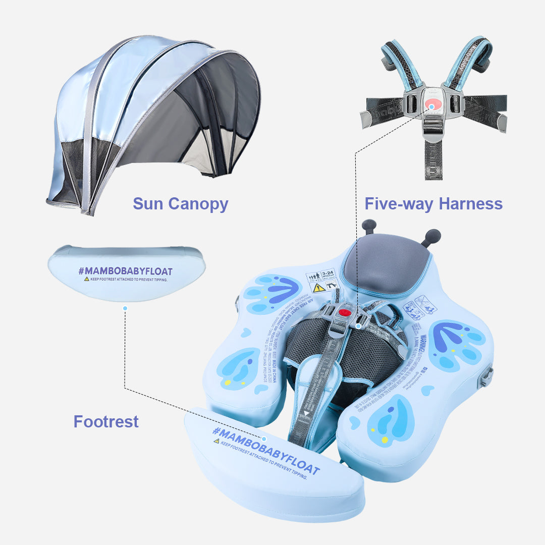 Mambobaby Deluxe™ Blue Butterfly Chest Float with 3D Canopy