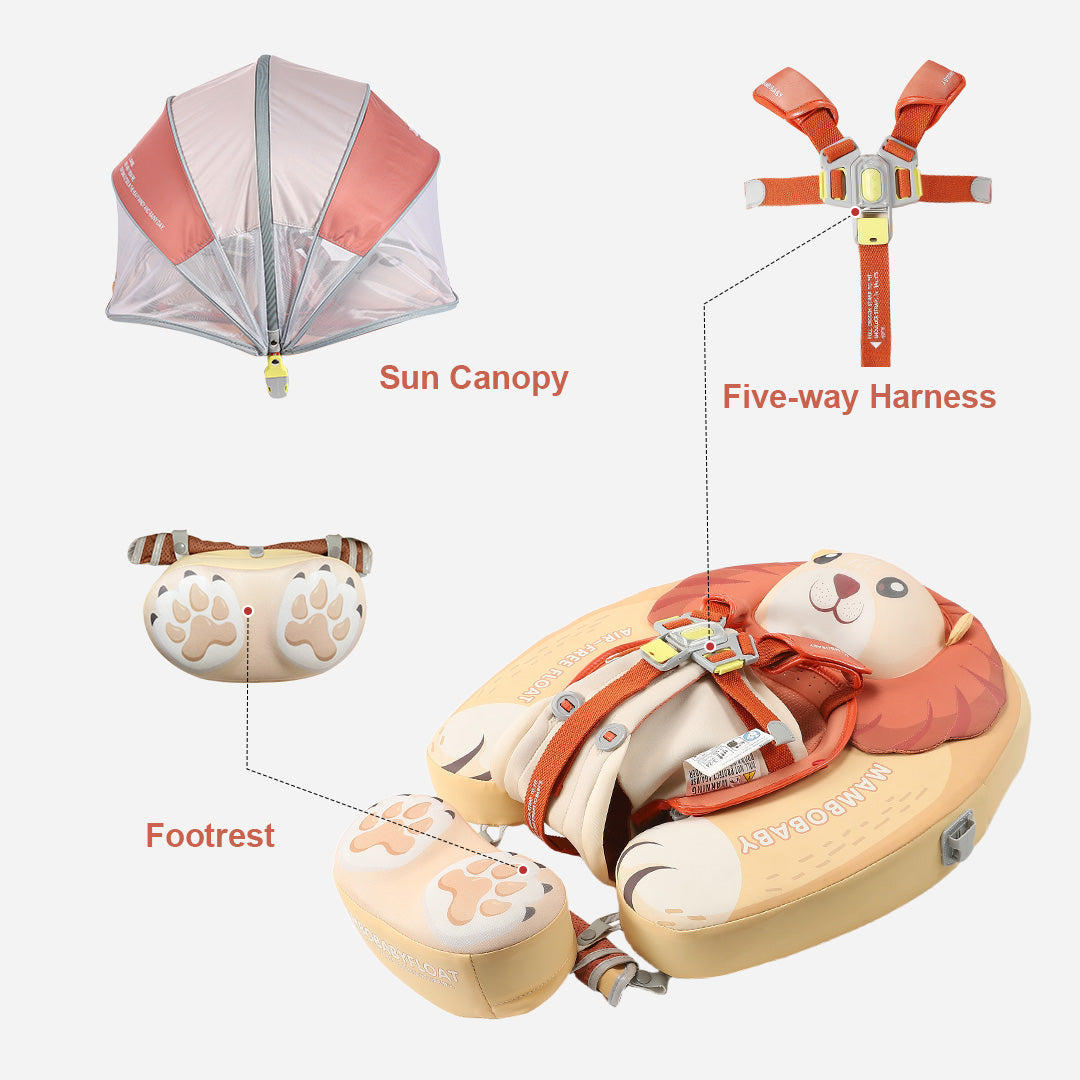 Mambobaby Ultra™ Air-Free Lion Chest Float with 3D Canopy