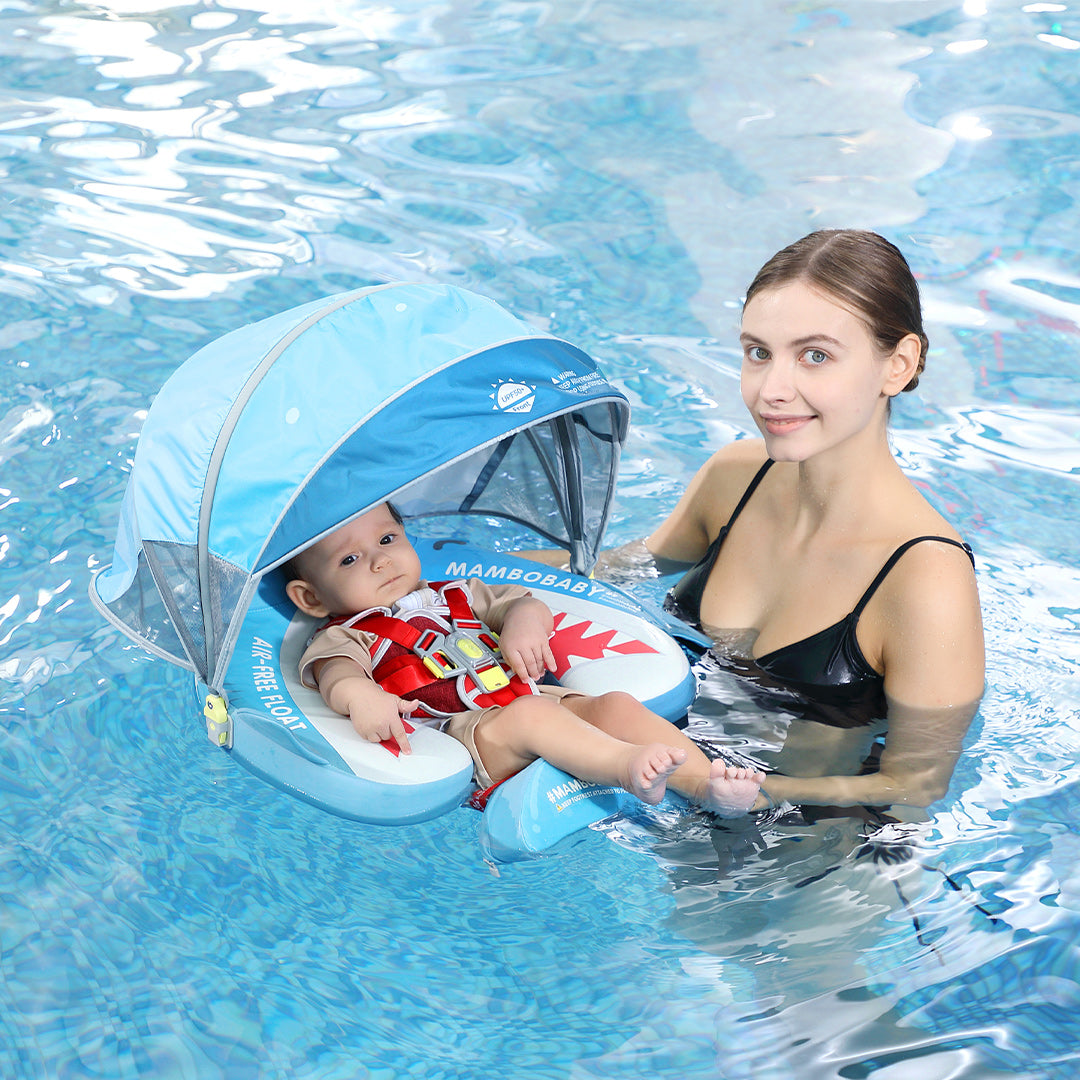 Mambobaby Deluxe™ Shark  Air-Free Chest Float with 3D Canopy