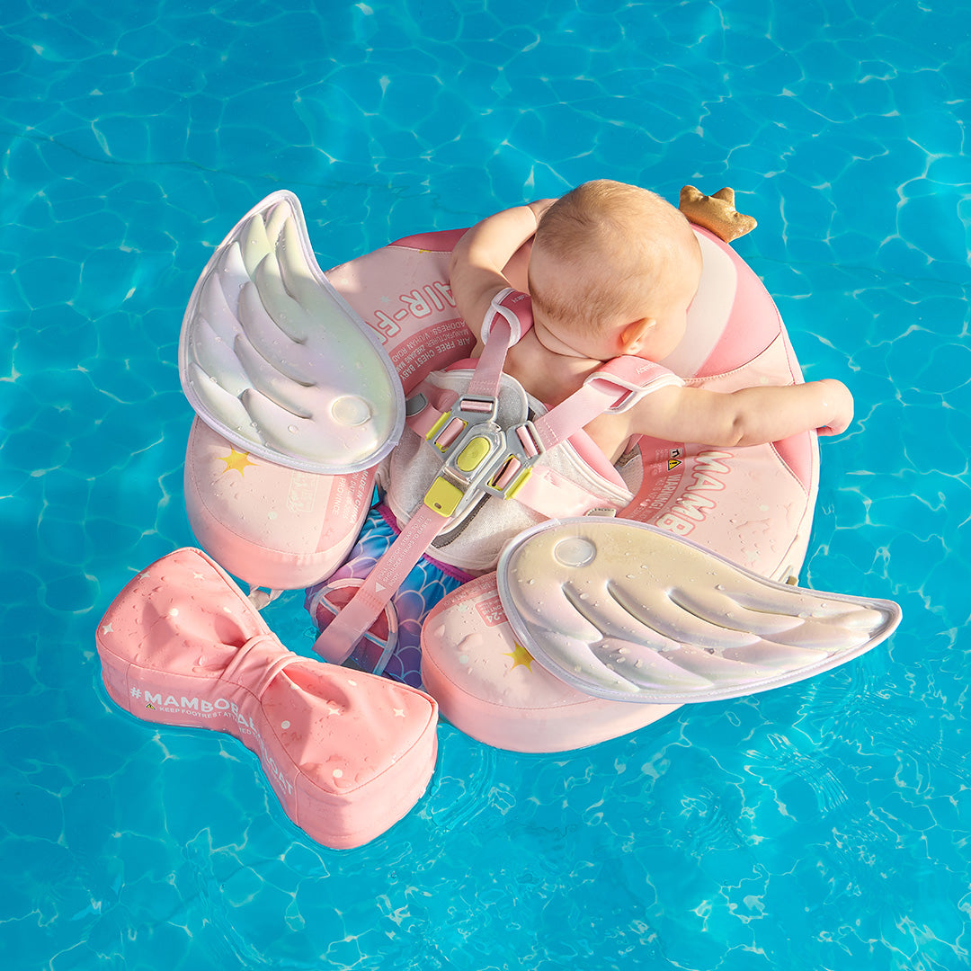 Mambobaby Deluxe™ Air-Free Swan Chest Float with 3D Canopy