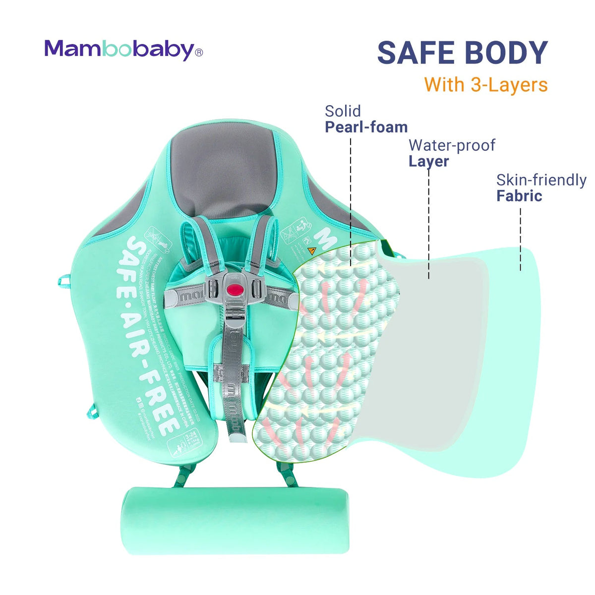 Mambobaby Classic™ Air-Free Chest  Float with Canopy