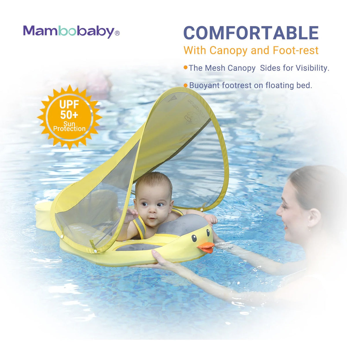 Mambobaby Classic™ Duck Baby Chest Float with Canopy
