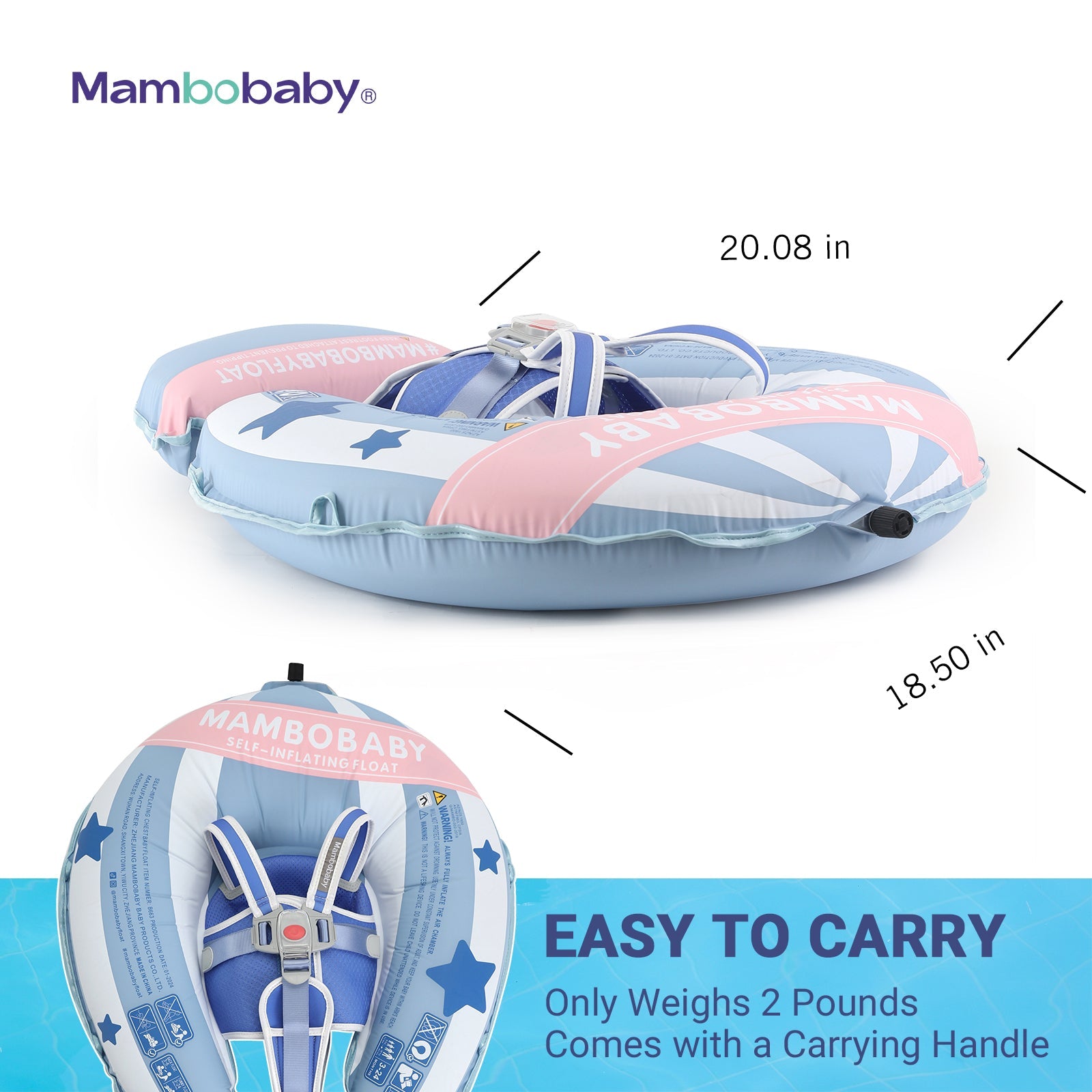 Mambobaby Go™ Self-Inflating Hot Air Balloon Chest Float with Flat Canopy