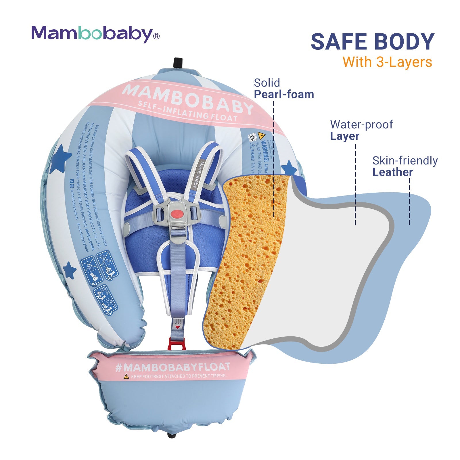 Mambobaby Go™ Self-Inflating Hot Air Balloon Chest Float with Flat Canopy
