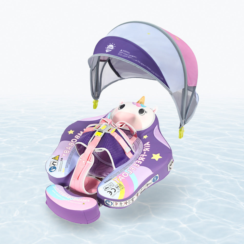 Mambobaby Deluxe™ Unicorn Air-Free Chest Float with 3D Canopy