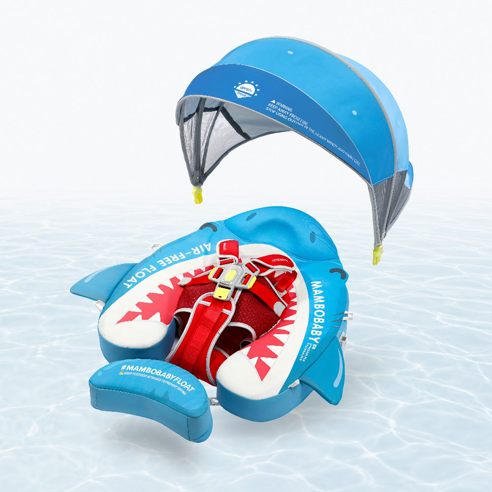 Mambobaby Deluxe™ Shark  Air-Free Chest Float with 3D Canopy