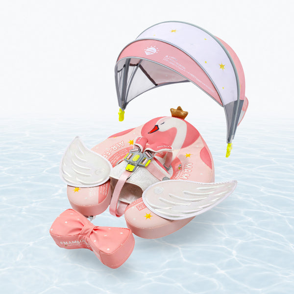 Mambobaby Deluxe™ Air-Free Swan Chest Float with 3D Canopy